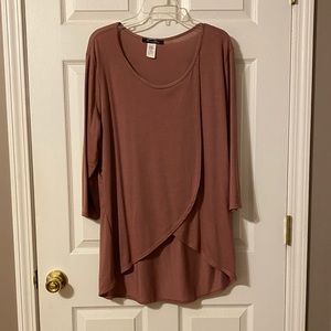 NWOT Plus Size Long Sleeve Mauve Wrap Top Size 3X